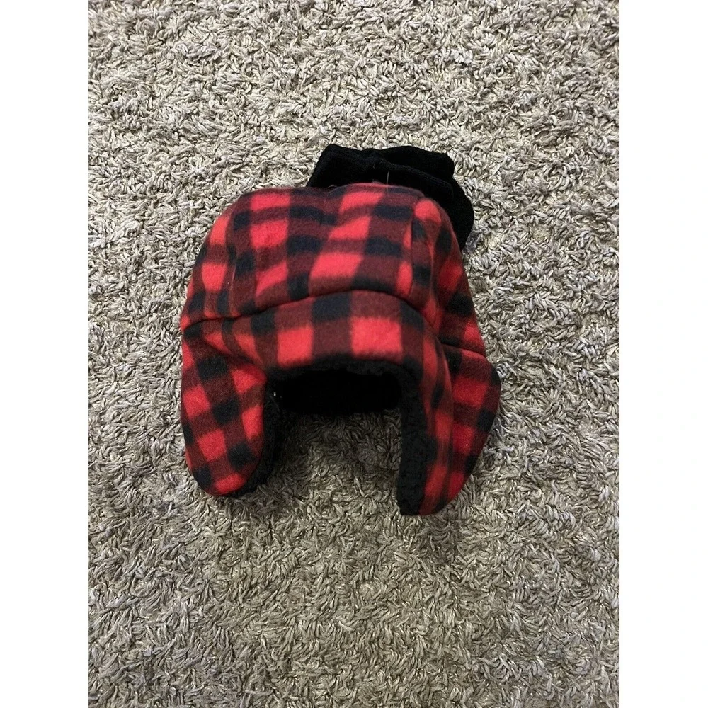 Capelli 2‎ pc Hat and Gloves Mittens Set Baby Boy Buffalo Plaid Red Black NWT